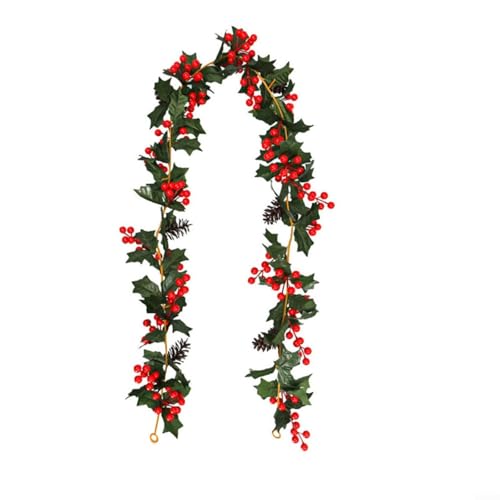 EXTRWORY Künstliche Stechpalmen-Girlande, Weihnachten, Hängepflanzen, Efeu, Rebe, Grün, 175 cm, Dekoration für Zuhause, Garten, Hochzeit, Party (Nr. 76) von EXTRWORY
