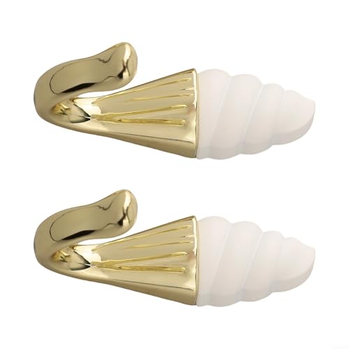 EXTRWORY Lustige dekorative Wandhaken in Eiscreme-Form für Badezimmer oder Eingangsbereich (Goldweiß) von EXTRWORY