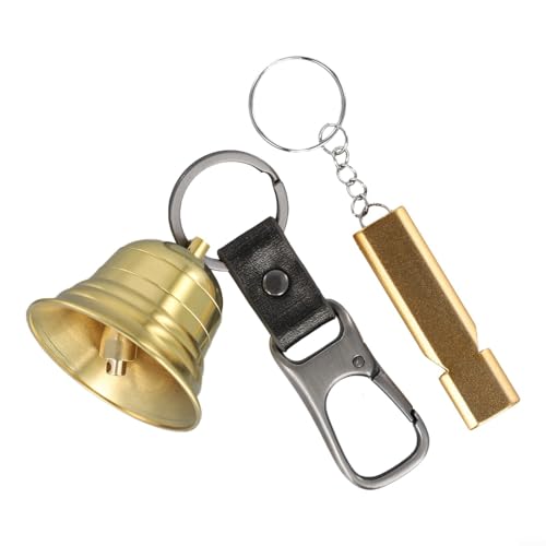 EXTRWORY Messing-Bärglocke mit Pfeife, Karabiner für Wandern, Camping, Radfahren, Outdoor-Schutz, Werkzeug, leichte Sicherheitsausrüstung für Rucksack (Stil A) von EXTRWORY