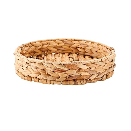 EXTRWORY Serviertablett aus natürlicher Wasserhyazinthe mit stabilen Griffen zum Kochen und Aufbewahren im Freien, 30 x 30 x 5 cm, 25 x 25 x 5 cm (rundes Obsttablett) von EXTRWORY