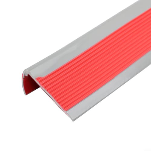 EXTRWORY Treppenkantenschutz aus Gummi, stark haftende Gummi-Treppenkante für erhöhte Sicherheit und einfache Installation, Treppen-Anti-Rutsch-Streifen L-förmig (950 × 25 mm) (rot) von EXTRWORY