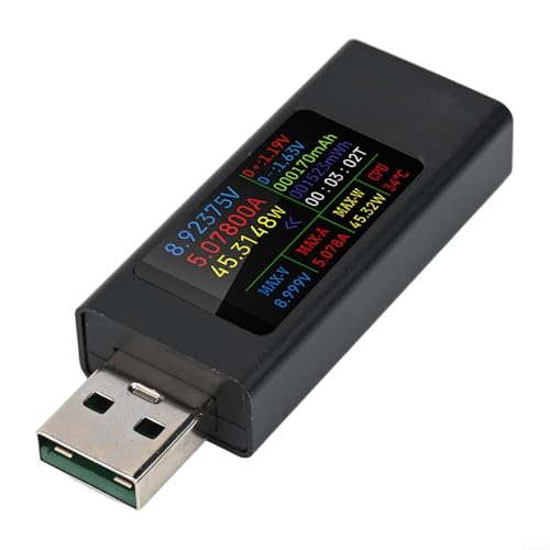 EXTRWORY USB Tester Meter KWS-MX23 1.06 Zoll IPS Display 4-30V 0-12A Schnelllademonitor Echtzeit Power Tracking CNC Metallschale für Handy und Tablet von EXTRWORY