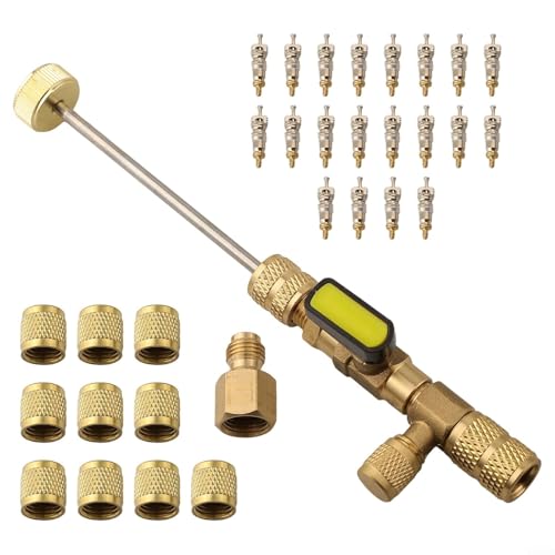 EXTRWORY Ventilkernentferner Installationswerkzeug für R410A R22 AC 10,2 cm 5/16 Zoll Anschlüsse Kupfer HVAC Service Tool mit Abdeckungen Kerne von EXTRWORY