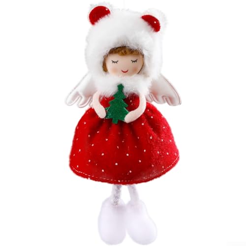 EXTRWORY Weihnachtsengel Ornament Tuch Handgefertigte hängende Dekoration Traditionelle festliche Dekoration Gemütliches Design Rot Grün 9 x 16 cm für Wohnzimmer Schlafzimmer Ferienhaus (rot) von EXTRWORY