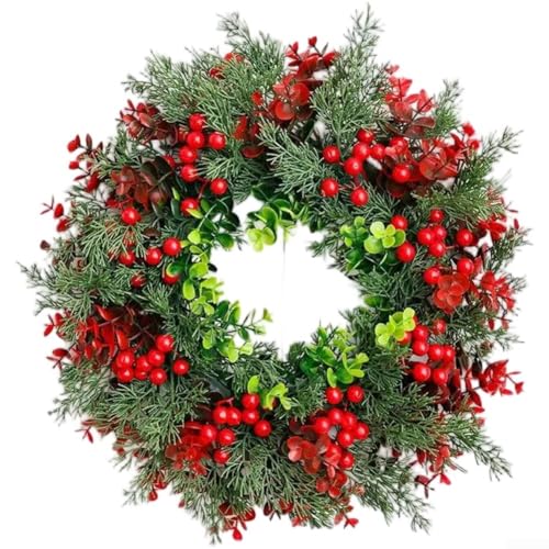 EXTRWORY Weinrebenkranz mit Eukalyptus- und Beeren-Akzenten, rustikale grüne und rote dekorative Girlanden für Weihnachts- oder Valentinstagstüren EXTRWORY Weinrebenkranz mit Eukalyptus- und Beeren-Akzenten, rustikale grüne und rote dekorative Girlanden für Weihnachts- oder Valentinstagstüren von EXTRWORY