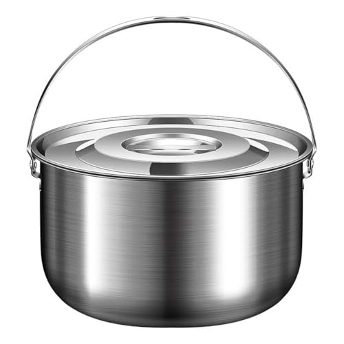 Edelstahl Camping Topf Kochgeschirr mit Deckel und Griff, Outdoor Kochausrüstung zum Schmoren, Mischen, Dämpfen und Hot Pot 1 4/2 4/4/6L (4L) von EXTRWORY