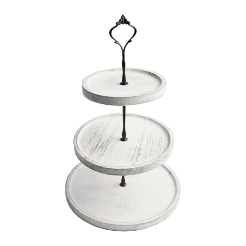 Eleganter 3-stöckiger Tortenständer aus Holz für Partys, zum Präsentieren von Leckereien und Desserts (A) von EXTRWORY