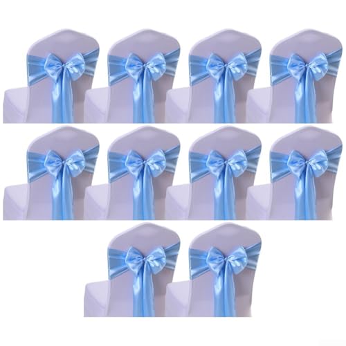 Erstellen Sie unvergessliche Veranstaltungen mit unserem Set aus 10 eleganten Satin-Stuhlhussenbändern (blau) von EXTRWORY