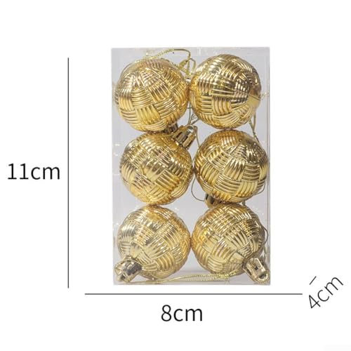 Gemischte Weihnachtskugeln, 6 Stück, bruchsichere Ornamente für festliche Baum- und Wohnambiente (Gold) von EXTRWORY