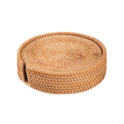 Gewebte Rattan-Untersetzer, 6 Stück, Geschirrmatten für heiße Speisen und Getränke (18 cm) von EXTRWORY