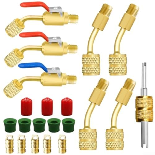 HVAC Mini für Split Adapter Kit 21-teilig mit Messing-Kugelhähnen und Service-Anschluss für R410A und andere geeignet für Split-Systeme und Automobileinsatz HVAC Mini für Split Adapter Kit 21-teilig mit Messing-Kugelhähnen und Service-Anschluss für R410A und andere geeignet für Split-Systeme und Automobileinsatz von EXTRWORY