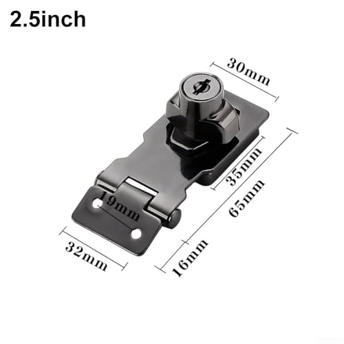 Hasp Locks with Keys and Screws Perfect for Cabinets, Toolboxes, and More (6.3 cm black) von EXTRWORY