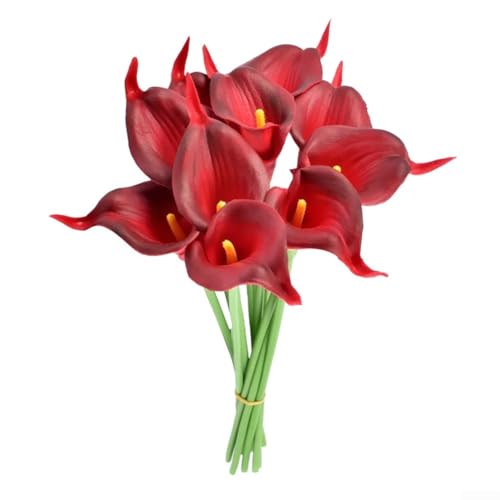 Künstliche Calla-Lilien, atemberaubende Dekoration für Zuhause, 34 cm lang, perfekt für schöne Tafelaufsätze, Weinrot, 10 Stück Künstliche Calla-Lilien, atemberaubende Dekoration für Zuhause, 34 cm lang, perfekt für schöne Tafelaufsätze, Weinrot, 10 Stück von EXTRWORY