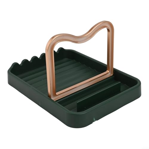 Multifunktionaler Küchenutensilienhalter für Topfdeckel, Spatel, Schöpflöffel und Löffel, mit Abtropfschale, um den Herdbereich sauber und organisiert zu halten (grün) von EXTRWORY