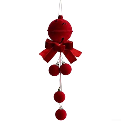 Nordischer Stil beflockte Glocke Ornamente Set zum Aufhängen Dekoration an Weihnachten für Baum und Fenster, Stoffmaterial saisonale Feiertagsdekoration (D) von EXTRWORY