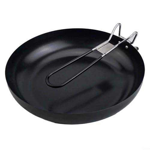 Outdoor Camping Antihaft-Bratpfanne mit faltbarem Griff für Picknick, Kochen, leichtes Eisen-Kochgeschirr für Wandern und Reisen (22,9 cm) von EXTRWORY