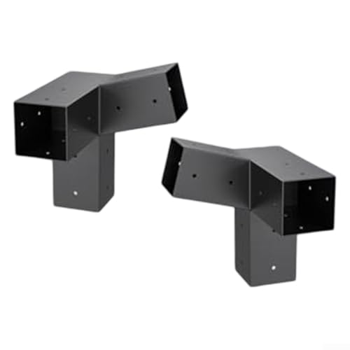 Outdoor Pergola Hardware Bracket System Wall Mount Kit with Base for 4x4 Inch Posts Garden Shade Structure Assembly Black (Left 15°+Right 15°) von EXTRWORY