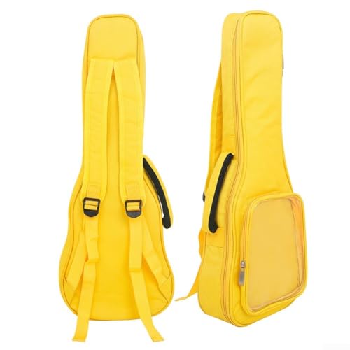 Oxford Tuch 23 Zoll Ukulele Soft Case mit transparenter Tasche Wasserdicht Weiche Schwammpolsterung Verstellbarer Doppelter Schultergurt Rucksack (Gelb) von EXTRWORY