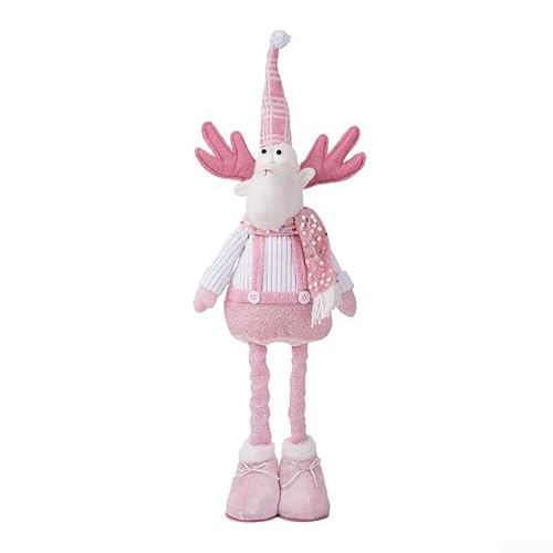 Rosafarbene Pailletten, dekorative Weihnachtsdekoration mit Teleskop-Puppe für Fenster und Zuhause, Urlaub, Verwendung auf Kaminsims und Tischplatten (Elch) von EXTRWORY