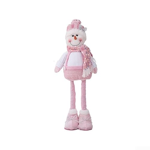 Rosafarbene Pailletten, dekorative Weihnachtsdekoration mit Teleskop-Puppe für Fenster und Zuhause, Urlaub, Verwendung auf Kaminsims und Tischplatten (Schneemann) von EXTRWORY