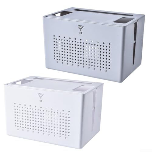 Schreibtisch-Organizer-Box mit innovativem Design zur effizienten Aufbewahrung von Routern und Netzwerkgeräten (weiß) von EXTRWORY