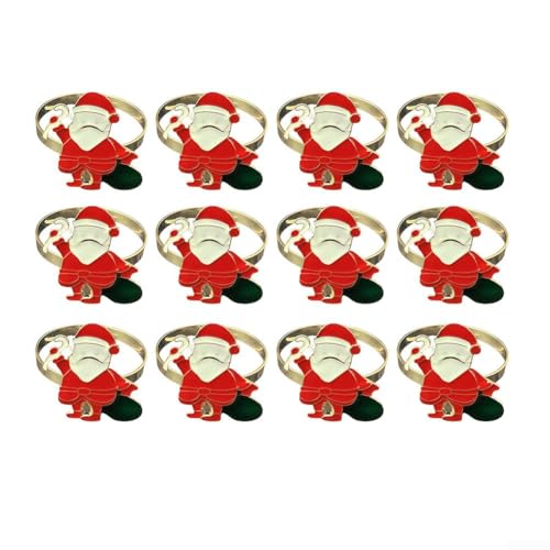 Set mit 12 Weihnachts-Serviettenringen mit Legierungskonstruktion für Esstischdekoration bei Feiertagstreffen und festlichen Partys von EXTRWORY