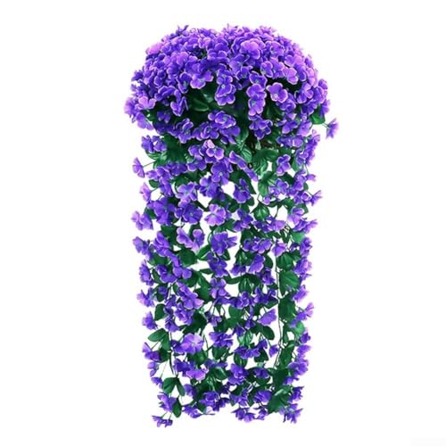 Set mit 2 künstlichen Blumenranken zum Aufhängen an der Wand, entworfen für Hochzeiten und Innenatmosphäre, hergestellt aus Seide und Eisendraht für Widerstandsfähigkeit (lila blau) von EXTRWORY