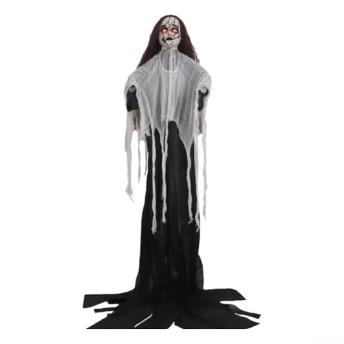 Sound Activated For Halloween Bride Prop with LED Eyes and Eerie Haunting Sounds for Indoor and Covered Outdoor Haunted House Decorations (A) von EXTRWORY