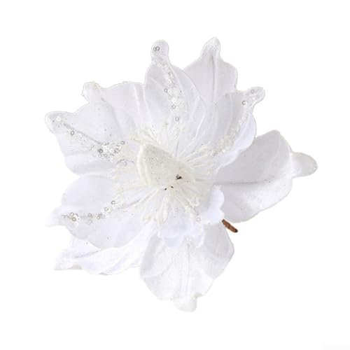 Stilvolle Weihnachtsblumen-Ornamente verleihen Ihrem Urlaubsdisplay einen Hauch von Eleganz (weiß) von EXTRWORY