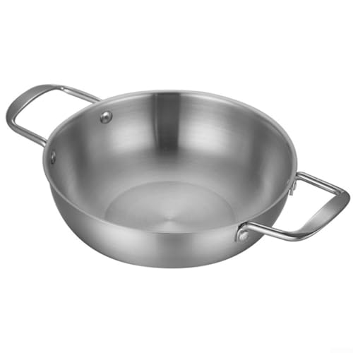 Topf mit flachem Boden aus Edelstahl mit zwei Griffen für müheloses Kochen und Reinigen (silberfarben, 28 cm) von EXTRWORY