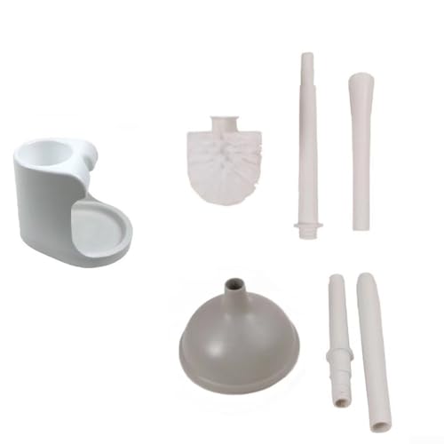 WC-Reinigungswerkzeug-Set, Bürste und Kolben mit Halterung für ordentliche Badezimmer (weiß) von EXTRWORY