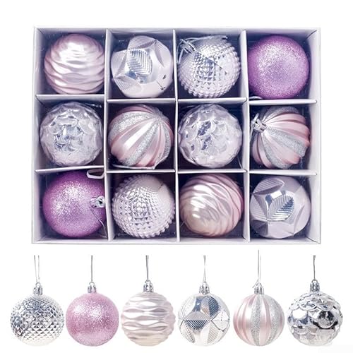 Weihnachtskugel-Ornament-Set, 12 Stück, 60 mm, hängende Kugeln für Zuhause, Restaurant, Büro und Party-Dekoration (B) von EXTRWORY