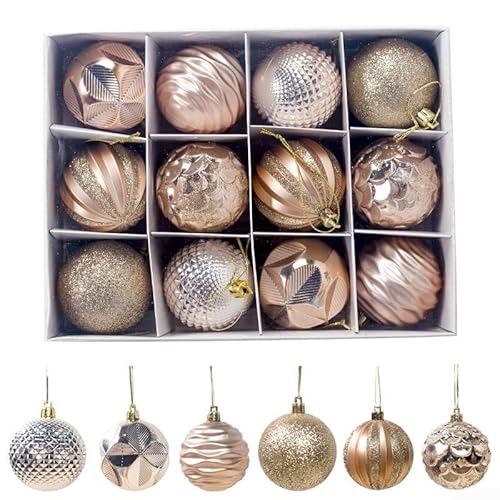 Weihnachtskugel-Ornament-Set, 12 Stück, 60 mm, hängende Kugeln für Zuhause, Restaurant, Büro und Party-Dekoration (C) von EXTRWORY