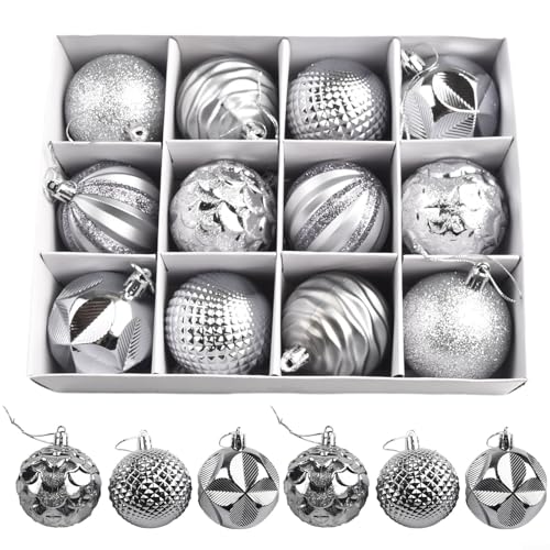 Weihnachtskugel-Ornament-Set, 12 Stück, 60 mm, hängende Kugeln für Zuhause, Restaurant, Büro und Party-Dekoration (D) von EXTRWORY