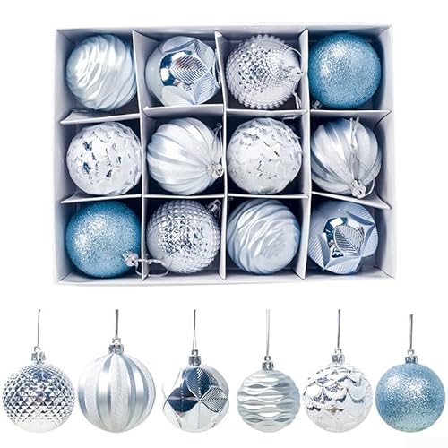Weihnachtskugel-Ornament-Set, 12 Stück, 60 mm, hängende Kugeln für Zuhause, Restaurant, Büro und Party-Dekoration (E) von EXTRWORY