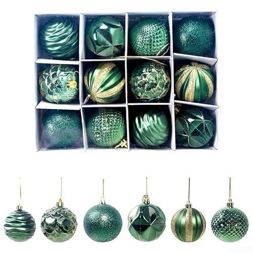 Weihnachtskugel-Ornament-Set, 12 Stück, 60 mm, hängende Kugeln für Zuhause, Restaurant, Büro und Party-Dekoration (F) von EXTRWORY