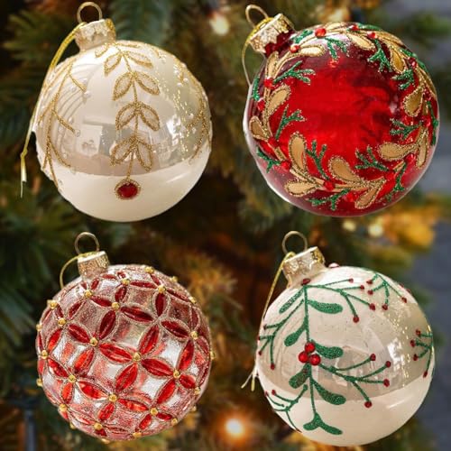 Wunderschön gearbeitete 8 cm große Glas-Weihnachtskugeln verschönern Ihre Dekoration mit diesen eleganten Feiertags-Ornamenten (ACDEStyle) von EXTRWORY