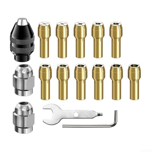 Zuverlässiges M8 Schlagzeugfutter und Spannzangen, komplettes Set mit 16 Teilen, für verschiedene Mini-Bit-Größen von 0 5 mm bis 3 2 mm von EXTRWORY