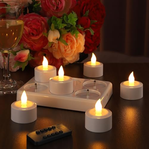 EXTSUD 6 Stück LED Teelichter Aufladbar Teelichter mit Timer Fernbedienung und Ladestation Elektrische Teelichter LED Kerzen flackernd flammenlose Kerzen für Hochzeiten Haus Deko EXTSUD 6 Stück LED Teelichter Aufladbar Teelichter mit Timer Fernbedienung und Ladestation Elektrische Teelichter LED Kerzen flackernd flammenlose Kerzen für Hochzeiten Haus Deko von EXTSUD