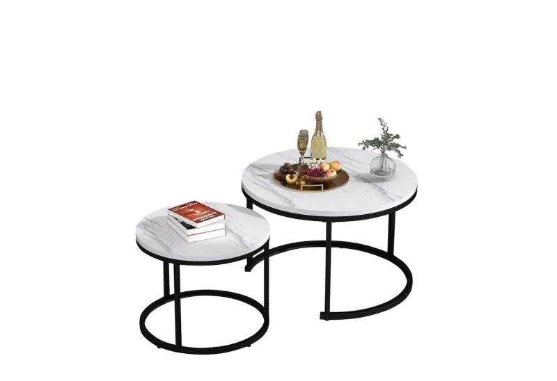 EXTSUD Couchtisch Runder Couchtisch 2er Set Satz Couchtisch Wohnzimmer (2-St), Runder geschachtelter Beistelltisch 2 Runder Beistelltisch von EXTSUD