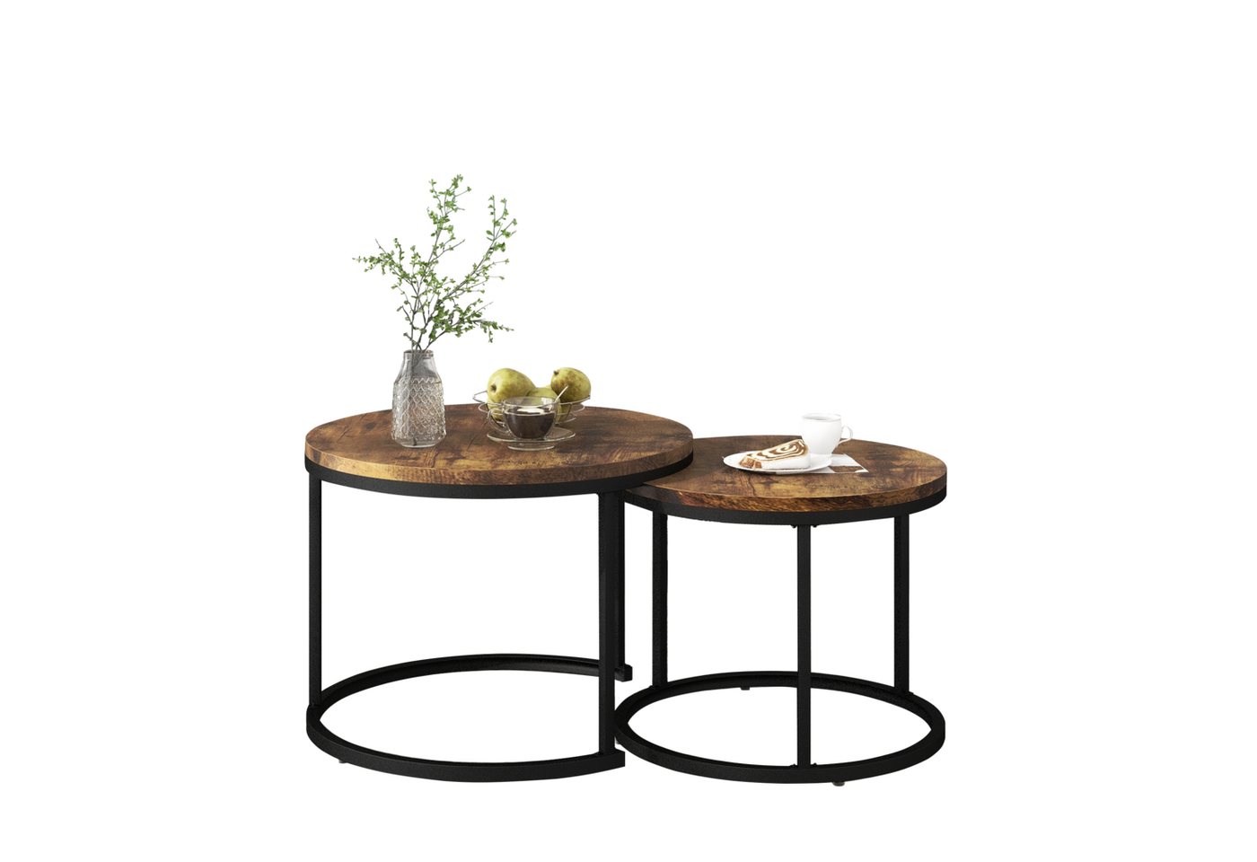 EXTSUD Couchtisch Runder Couchtisch 2er Set Satz Couchtisch Wohnzimmer (2-St), Runder geschachtelter Beistelltisch 2 Runder Beistelltisch von EXTSUD