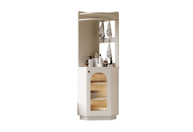 EXTSUD Eckschrank Badschrank mit Lichtleiste, Badmöbel, Eckschrank mit Staufach von EXTSUD