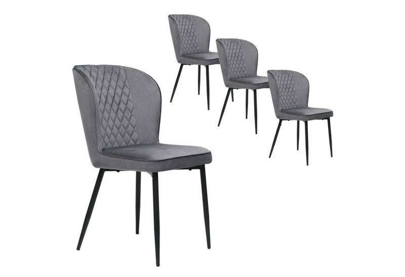 EXTSUD Esszimmerstuhl Esszimmerstuhl,Polsterstuhl Design Stuhl mit Rückenlehne (4 St), Sitzfläche aus Samt Gestell aus Metall von EXTSUD