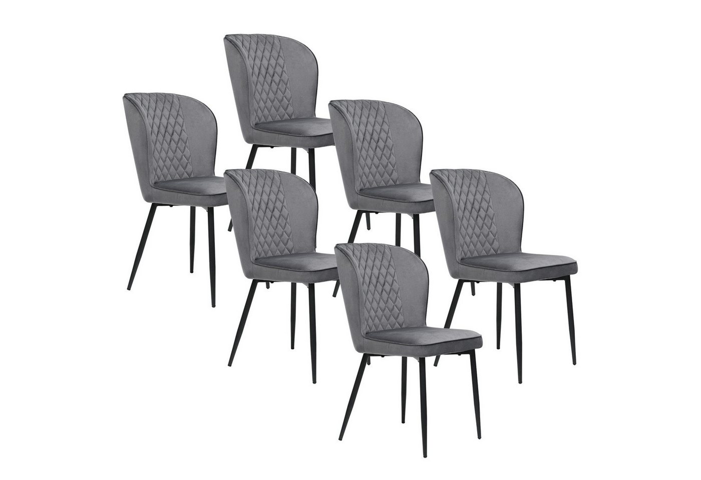 EXTSUD Esszimmerstuhl Esszimmerstuhl,Polsterstuhl Design Stuhl mit Rückenlehne (6 St), Sitzfläche aus Samt Gestell aus Metall von EXTSUD