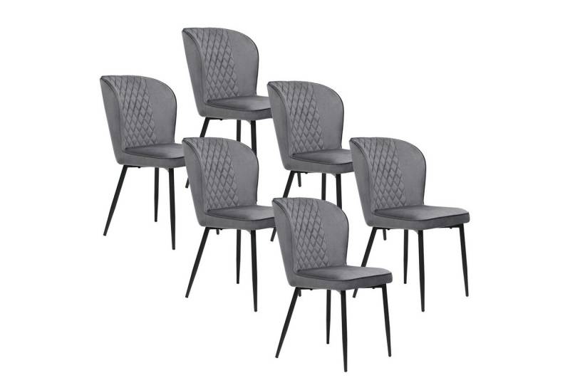 EXTSUD Esszimmerstuhl Esszimmerstuhl,Polsterstuhl Design Stuhl mit Rückenlehne (6 St), Sitzfläche aus Samt Gestell aus Metall von EXTSUD