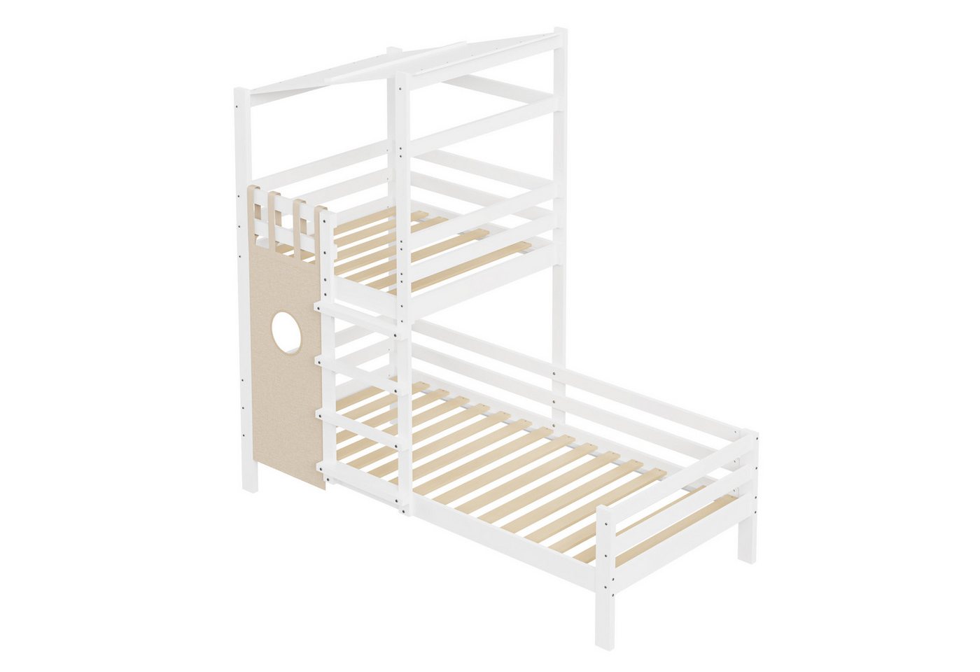 EXTSUD Etagenbett Kinderbett 90x200 Etagenbett mit Dach Premium Massivholzbett von EXTSUD