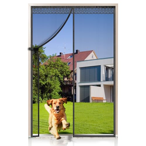 EXTSUD Fliegengitter Balkontür Fiberglas Magnet Fliegengitter Tür,90x210cm Magnetvorhang Insektenschutz,Kratzfest,Stärkere Magneten Fliegengittertüren für Balkontür,Kellertür und Terrassentür von EXTSUD
