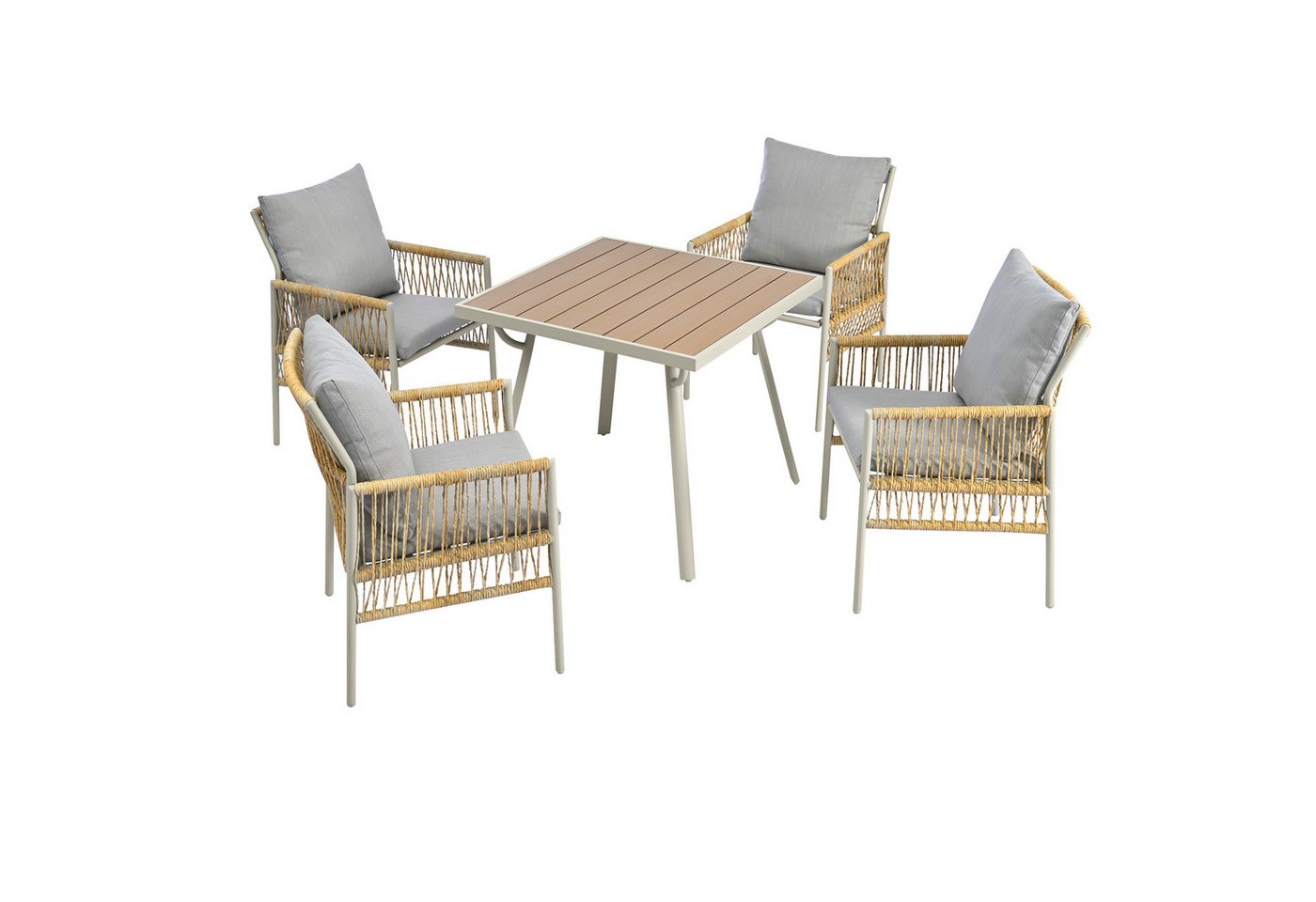 EXTSUD Garten-Essgruppe Garten-Essgruppe,WPC-Tischplatte,mit verstellbaren Füßen,Sitzkissen von EXTSUD