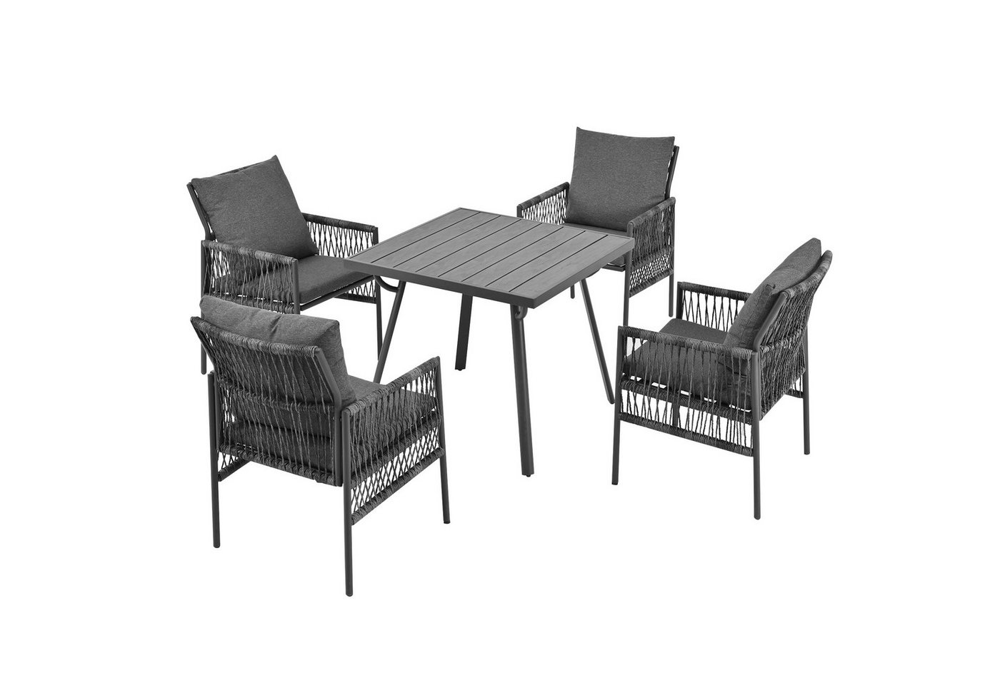 EXTSUD Garten-Essgruppe Garten-Essgruppe,WPC-Tischplatte,mit verstellbaren Füßen,Sitzkissen von EXTSUD