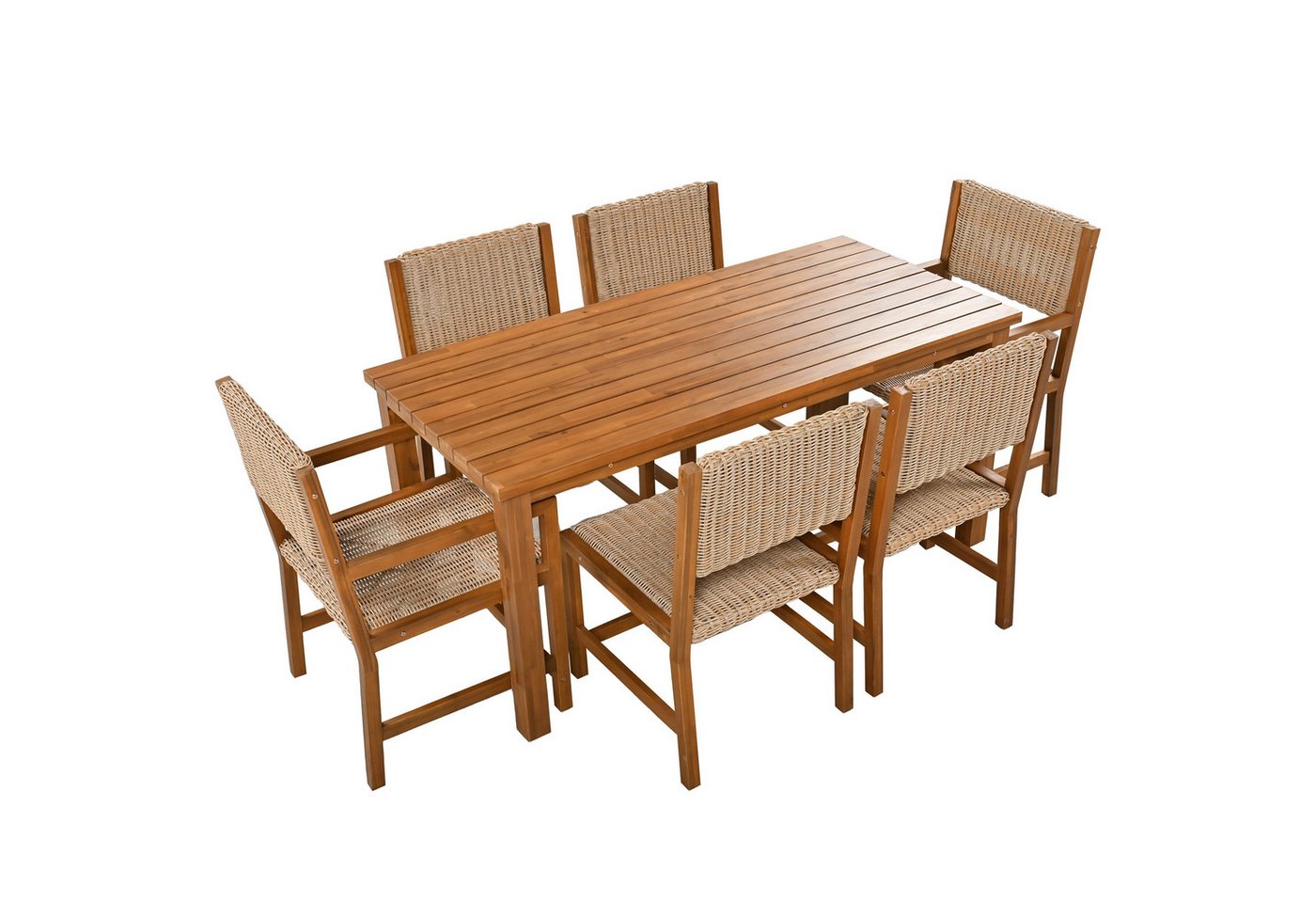 EXTSUD Gartenlounge-Set aus PE-Rattan mit Tischplatte und Stuhlgestell aus Akazienholz von EXTSUD